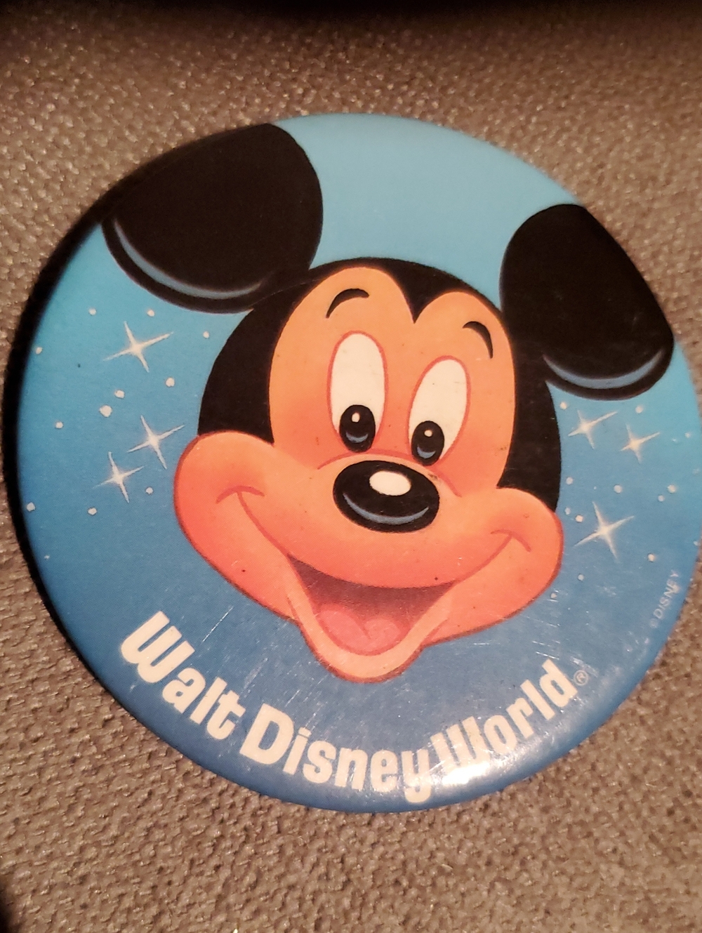 Disney Blue Mickey Mouse Smiling Button Badge